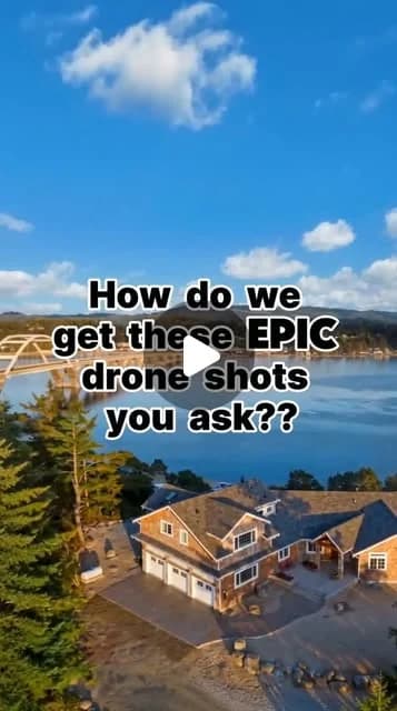 Realiant drone reel thumbnail showing an aerial home scene over a lake